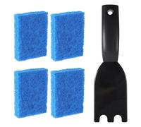 4pcs Cleaning Sponges & 1pcs Grill Scraper for George Foreman, Heat-Resistant Nylon Spatula Scraper Kitchen Sponges for Most Outdoor & Indoor Grills with Grooves
