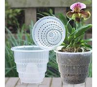 4Pcs Clear Flower Pot Orchid Pot with Breathable Hole Slotted,Plastic Planter Container for Garden Desktop Decor(15cm)