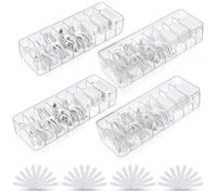 4Pcs Clear Plastic Charger Cord Organizer Box, Cable Management Box with 40 Wire Clips, Electronics Organizer for Home Office Desktop Accessories (With 1 Lid)