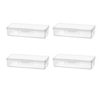 4Pcs Clear Plastic Cotton Bud Holder with Lid, Portable Travel Storage Organizer Dust Proof Moisture Proof Small Box Container for Storing Cotton Swabs Balls Toothpicks Floss in Bathroom Toiletries