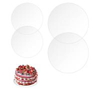 4PCS Clear Round Acrylic Cake Boards, 6 Inch and 8 Inch Reusable Cake Boards, Round Acrylic Cake Discs for Multi-Tier Cake Decorating, DIY Craft Projects and Bakery Display