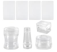 4Pcs Clear Silicone Nails Art Stamper Set Round Rectangular Double Head Transparent Jelly Stamping For Creative Manicure Visible Body Stamper