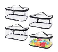 4PCS Clear Toy Storage Bags, PVC Organizing Bags with Zipper, Toy Bags Storage for Kids, Reusable Waterproof Toy Bags with Handle for Building Blocks, Puzzle, Balls, Pretend Play Toys
