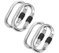 4pcs Climbing Carabiners 25kN/2550kg Twist Lock Aluminum Carabiner Hook Large 4'' O-Ring Carabiners Clip for Rock Climbing, Camping, Dog Leash, Hammock, Swing, Yoga