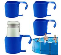 4PCS Clippable Hanging Pool Cup Holder, 15x11.5x9cm Overflow Proof Blue Pool Drinks Holder, Anti- And Chlorine,suitable For 5cm Round Top Rod