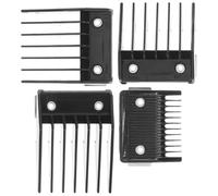 4pcs Clipper Guard Combs with Metal Buckle Limit Design | Stainless Steel and Abs, Easy Length Switching, for Human Hair, Home Haircutting, Black Set