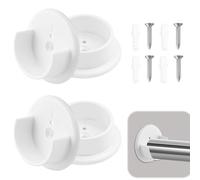 4pcs Closet Pole Sockets, White Closet Rod Holders Solid Closets Rod Bracket Plastic Closets Rods End Supports Wardrobe Tube Caps with Matching Screws for Home Clothing Store Closet 1.38 Inch Bar