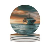 4PCS Coasters for Drinks Absorbent Ceramic Coasters with Cork Backing Cruise Ship Drink Coasters Non-Slip Cup Mat for Coffee Table Home Kitchen Decor