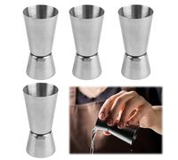 4Pcs Cocktail Jigger 25/50ml, Stainless Steel Drin,Dual Spirit Measuring Cup, Shot Measure Gift, Spirit Measures for Home, Bar, Party, Shaker Pourers Drink, Gifts for Bartenders