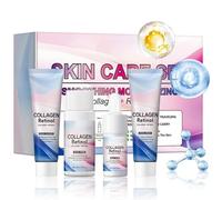 4PCS Collagen + Retinol Skin Care Set-Facial Cleanser&Facial Toner&Facial Serum&Facial Cream,Gift Set Women,Smooth & Moisturised Skin,Improve Skin Tone,Korean Skincare Set