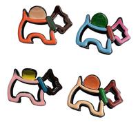 4PCS Color Blocking Dog Shape Hair Claw Clip Holo Droid Design Styling Accessories for Women
