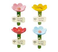 4pcs Colorful Bee Waterers For Garden, Bee Watering Station, Flower Shaped Bees & Butterfly Feeder Drinking Cups, Colourful Pollinators Feeding Station For Garden, Lawn, Pathway, Driveway, Patio