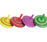 4Pcs Colorful Wooden Classic Spinning Tops Developmental Stress Relieve Random Color Spinning Tops