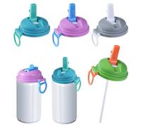 4Pcs Colourful Soda Can Lids with Silicone Straw, Reusable Food Grade Cup Covers for Drinks, Leak Proof Tin Can Covers Lids for Canned Beverage, Beer, Juice, Seltzer
