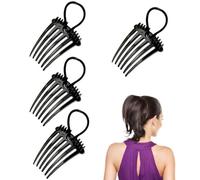 4Pcs Comfortable Hair Bandette Comb Band Easy Convenient Use Hair Side Comb Ponytail Pin Volume Inserts Vintage Hair Side Clip for Hair Styling Tool