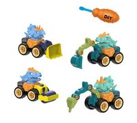 4PCS Construction Toys, DIY Removable Engineering Vehicle Toy, DIY Take-Apart Construction Truck Car Set with Screwdriver, Digger Excavators Truck Building STEM Learning Gift for Kids Aged 3+ (C)