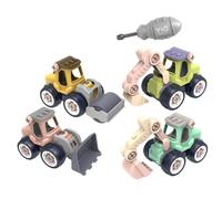 4PCS Construction Toys, DIY Removable Engineering Vehicle Toy, DIY Take-Apart Construction Truck Car Set with Screwdriver, Digger Excavators Truck Building STEM Learning Gift for Kids Aged 3+ (D)
