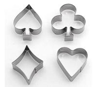 4Pcs Cookie Cutter,Stainless Steel Playing Cards Shape Stamp Cookie Cutters Poker Playing Bridge Fondant Cutters Set Cake Decorating Tool