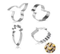 4PCS Cookie Cutters for Baking - Fold-Ear Rabbit Duck Carrot Shell， Biscuit Cutters for Baking, Stainless Steel Cookie Cutter Cartoon Series Fondant Cookie Mold