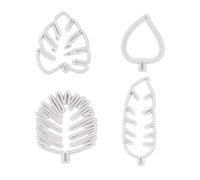 4Pcs Cookie Cutters Set,Reausable Plastic Tropical Leaf Cookie,Leaf Mini Cutters Fondant for DIY Decorative Baking Tools Biscuit Cake Party Tools