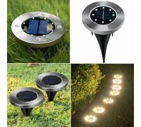 (4Pcs, Cool White) 8LED Solar Power Ground Lights Floor Decking Outdoor Garden Lawn Path Lamp