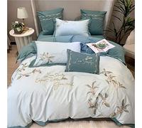 4pcs Cotton Brushed European Embroidered Bedding Set Floral Duvet Cover Bed Linen Pillowcase (Color Size (A 1.8m * 230cm)