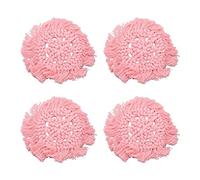 4pcs Cotton Thread Woven Drink Coasters with Tassel Round Pure Color Elegant DIY Lipstick Pot Pads Mats (Pink)