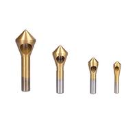 4Pcs Countersink Deburring Drill Bit Set, High Speed Steel Chamfering Tool, 90° Taper Hole Cutter for Metal Wood Plastic, Flutter Deburring with Chip Removal Groove