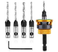 4pcs Countersink Drill Bit Set, Carbon Steel Four Blades Countersink Bits Accessories with Hex Wrench & Drill Woodworking Tools for Wood Plastic Plywood MDF, 4 Sizes 2.8mm, 3.2mm, 3.5mm, 4mm