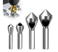 4PCS Countersink Drill Bit Set, Titanium Coated Chamfer & Deburring Tool Kit, High-Speed Steel Counter Sink Bits for Metal, Wood, Plastic, PVC (White Diamond)