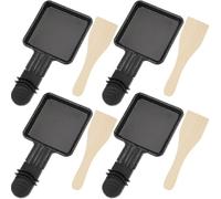4pcs Coupelle Raclette Barbecue Et 4pcs Spatules Raclette En Bois Polon Raclette Grill Revtement Antiadhsif En Fonte Mini Assiette Avec Poigne Isole
