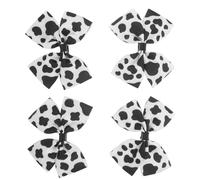4pcs Cow Print Bow Hair Clip for Newborns Black White Fabric | Cute Alligator Clasp, Lightweight Design, Casual or Special Occasions, Easy to Clean, Versatile Fashion Accessory