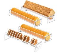 4Pcs Cracker Tray for Serving Clear,Acrylic Cracker Serving Tray,Macaron Display Trays Biscuit Holder Stand,Rectangular and Round Dessert Snack Stands for Wedding Home Party