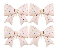 4PCS Cream Bow Foil Balloons, Cute Polka Dot Bow Balloons for Girls Birthday Party, Baby Shower, Bow Theme Decorations, Sweet Pink White Party Decor