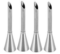 4Pcs Cream Icing Piping Nozzle Tip, Stainless Steel Long Puff Cream Icing Piping Nozzle for Filling Donuts, Cupcakes, DIY Cake Decorating