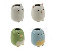 4Pcs Creative Animal Mini Toothbrush Holder Ceramic Cotton Swabs Toothpicks Toothbrush Stand Holder Organizer for Bathroom Vanity Countertops