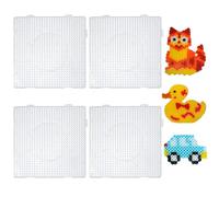 4Pcs Creative Beads Boards Sorting Game, DIY Beads Pegboard Frame Puzzle Bead Boards White Beads Fuse Beads Boards Plastic Fuse Beads Pegboards