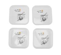 4PCS Creative Fruit Snack Plate, Appetizer Dinner Plates, Melamine Serving Cake Dessert Plates, Salad Plates Cheese Palte, Flat Spit Bone Tray for Hoem, Restaurant, Easy to Clean (Coffee)