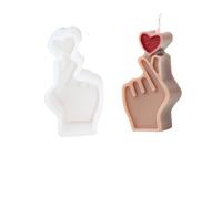 4PCS Creative Gesture Candle Making Set Human Hand Heart Finger Soap Resin Silicone Mould for Making Candles(White01)