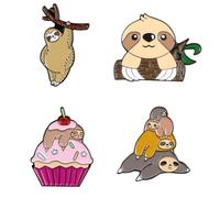 4pcs Creative Sloth Brooches Alloy Drip Oil Delicate Badge