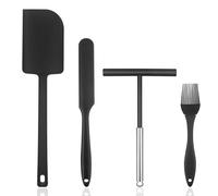 4PCS Crepe Spreader, Kitchen Utensils and Silicone Spatula Set, T- Shaped Pancake Spreader & Oil Brush for Kitchen Cooking, Making Pizza Pancakes, Non-Stick