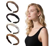 4pcs Criss Cross Headbands, Wide Twisted Hair Bands Non-Slip Hairband with Teeth Comb Multicolored Hair Hoop for Women Girls Makeup Washing Face Fashion Styling Everyday Wear Workout Thin/Thick Hairs