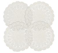 4PCS Crochet Doilies, Beige Doilies for Tables, 9.84Inch Round Doily, Lace Hollow Placemats, Vintage Doily Cloth for Kitchen, Dining Room, Wedding, Birthday and Party Decoration (Corrugated Edge)