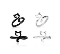 4pcs Crochet Rings, Adjustable Knitting Crochet Loop Rings Open Yarn Tension Ring Yarn Guide Finger Holder Knitting Thimble Ring for Faster Knitting Supplies for Mother Grandma Gift(Cat Style)