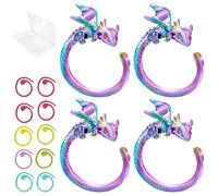 4PCS Crochet Rings, Dragon Crochet Hooks & 10PCS Metal Spiral Stitch Markers, Adjustable Crochet Rings for Fingers, Crochet Accessories for DIY Crafts with Storage Box