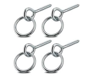 4Pcs Cross Tie ring with Screw Eyes Zinc Plated Hitch Ring for Tying Horse