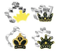 4PCS Crown Cookie Cutter, Stainless Steel Crown Biscuit Cutters King Queen Prince Princess Crown Cookie Mould Charles III Coronation Metal Bakeware for Sandwich Fondant Sugarcraft Pastry Cake Decor