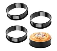4PCS Crumpet Rings, Practical Egg Rings for Frying, Classic Design Crumpet Rings Non Stick in Ovens or Air Fryers, Easy to Clean Fried Egg Ring for Crumpets Pancakes Fried Eggs (Black)