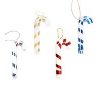4pcs Crutch Pendants Plastic Candy Cane Hanging Ornaments | Reusable Festive Adornments with Smooth Lines, Easy Hanging, Porch Railings, Parties, Gifts and Retail Displays Random Color