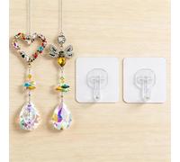4Pcs Crystal Colorful Bee Rhinestones Suncatchers Set, Crystal Prism Sun Catchers for Windows, Elegant Gifts for Women, Rainbow Maker Home Decor Hanging Ornament